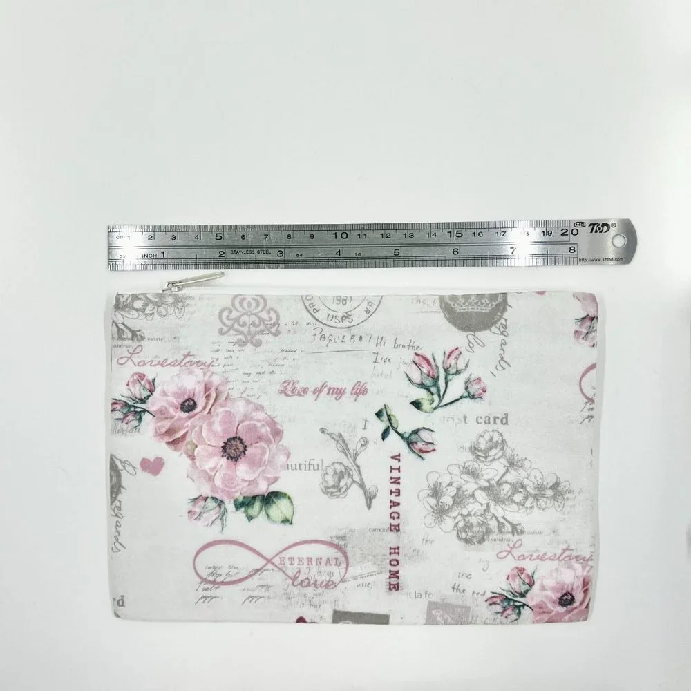 New / Handcrafted - Hand Decorated Cosmetic / Travel Zipper Pouch Bag.